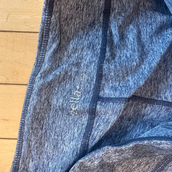 NORDSTROM Zella Grey/Blue Heathered Crop Leggings Tights with Mesh Panel -medium - Picture 4 of 6